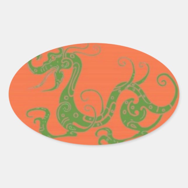Ovalada Pegatina Dragons (Anverso)