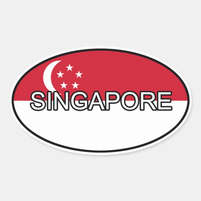 Ovalada Pegatina Euro de Singapur (Anverso)