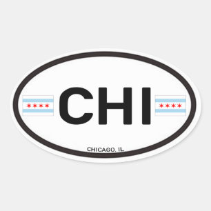 Ovalada Pegatina Euro-Oval de Chicago