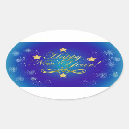 Ovalada Pegatina Feliz Año Nuevo