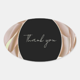 Ovalada Pegatina floral de rosa crema elegante "Gracias"