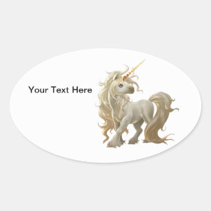 Ovalada Pegatina Golden Unicorn