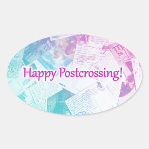 Ovalada Pegatina "Happy Postcross"