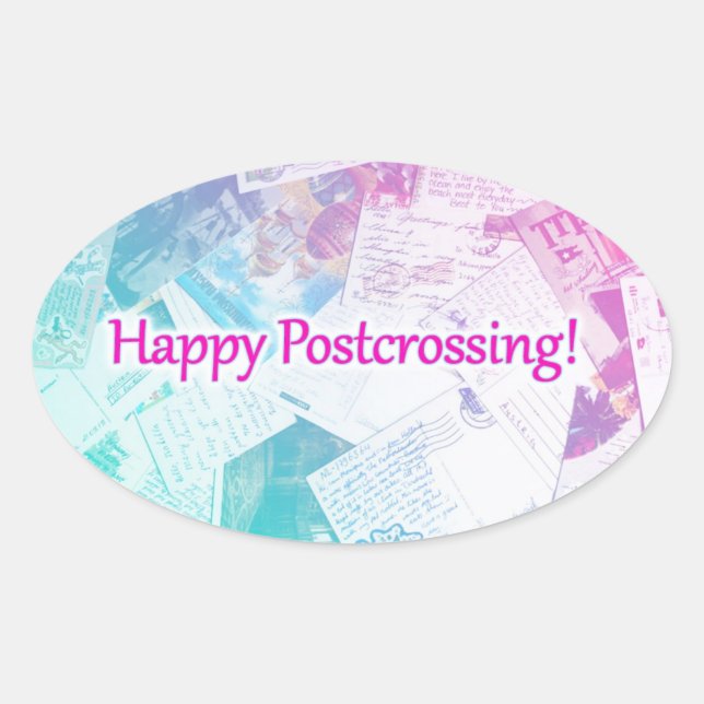 Ovalada Pegatina "Happy Postcross" (Anverso)