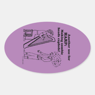 Ovalada Pegatina Harp Zombie Explode Oval
