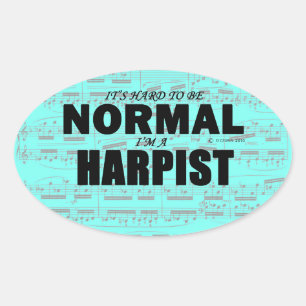 Ovalada Pegatina Harpist Oval normal
