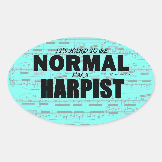 Ovalada Pegatina Harpist Oval normal (Anverso)