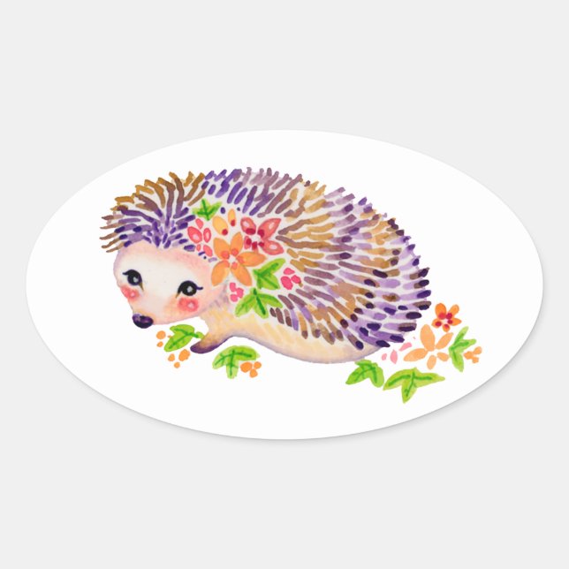 Ovalada Pegatina Hedgehog (Anverso)
