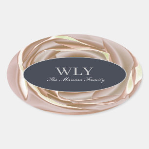 Ovalada Pegatina ILY elegante Rosa Crema