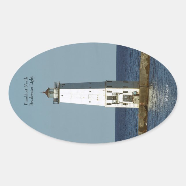 Ovalada Pegatina ligero Frankfort North Breakwater (Anverso)