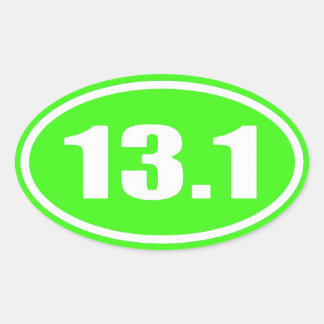 Ovalada Pegatina Lime Green 13.1 | Media Maratón