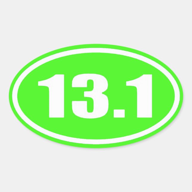 Ovalada Pegatina Lime Green 13.1 | Media Maratón (Anverso)