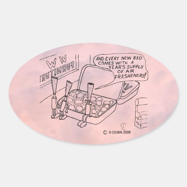 Ovalada Pegatina Mint Bed Oval (Anverso)