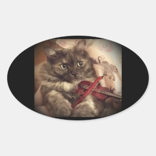 Ovalada Pegatina musical del gato (OVAL) por RoseWrites