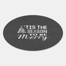 Ovalada Pegatina navideña de pizarra