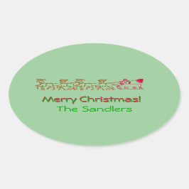 Ovalada Pegatina (ovl) - Santa y su Sleigh