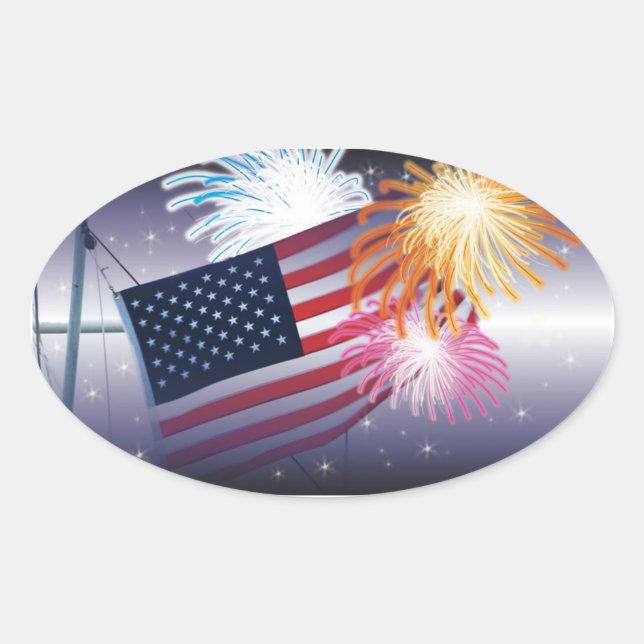 Ovalada Pegatina Patriotic USA (Anverso)