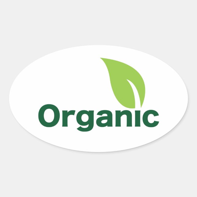 Ovalada pegatina pequeño de hoja orgánica (Anverso)