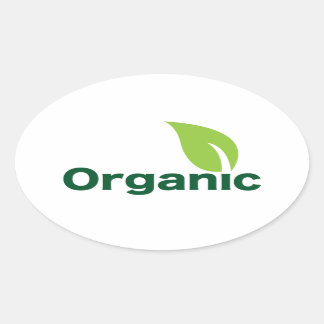 Ovalada pegatina pequeño de hoja orgánica