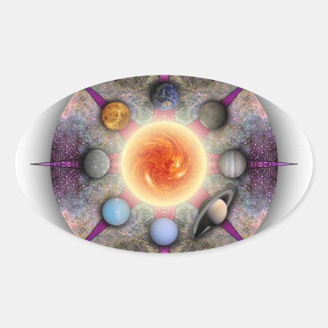 Ovalada Pegatina planetario Mandala Oval (Anverso)