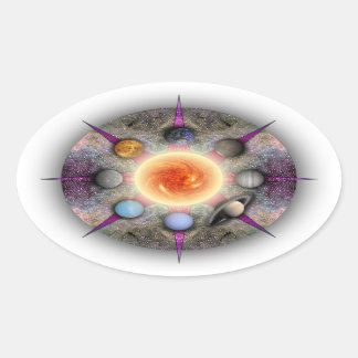 Ovalada Pegatina planetario Mandala Oval