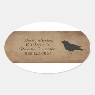 Ovalada Pegatina Primitive Crow