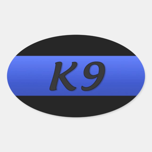 Ovalada Pegatina rectangular K9 de la delgada Línea Azul (Anverso)