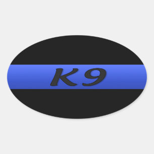 Ovalada Pegatina rectangular K9 de la delgada Línea Azul