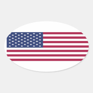 Ovalada Pegatina redondo de la bandera americana