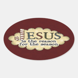 Ovalada Pegatina religiosa de Navidad