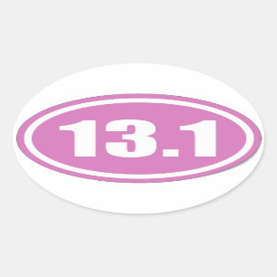 Ovalada Pegatina rosado 13,1 del maratón del pegatina el