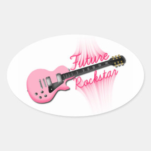 Ovalada Pegatina rosado futuro del óvalo de la guitarra d