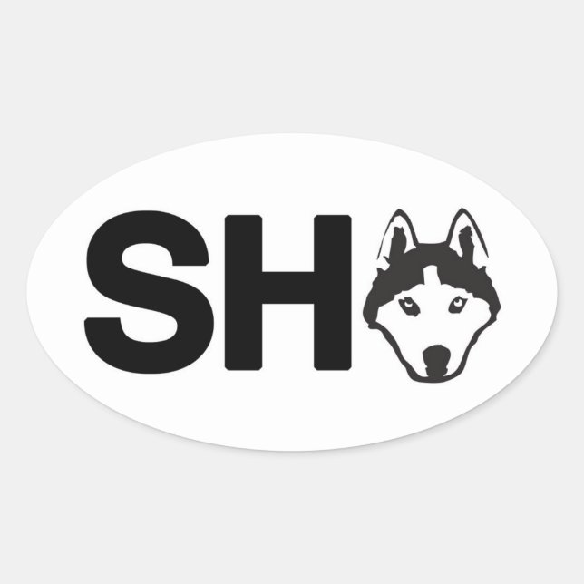 Ovalada Pegatina Siberian Husky Oval (Anverso)