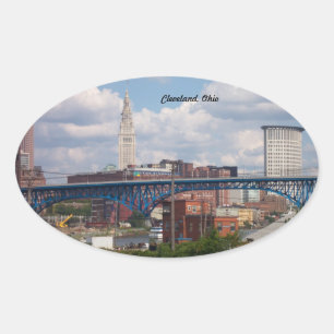 Ovalada Pegatina Sunny Cleveland Ohio Oval