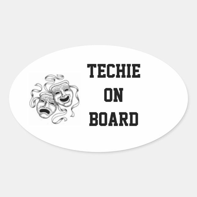 Ovalada Pegatina Techie On Board (Anverso)