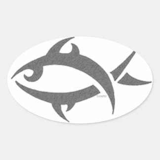 Ovalada Pegatina Tribal Fish Oval