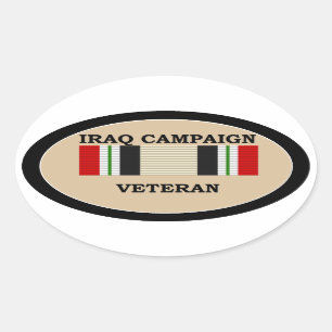 Ovalada Pegatina veterano de la campaña en Irak.
