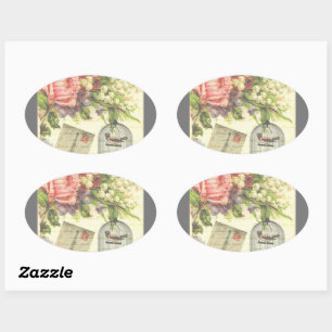 Ovalada Pegatina Vintage París Chic Francés