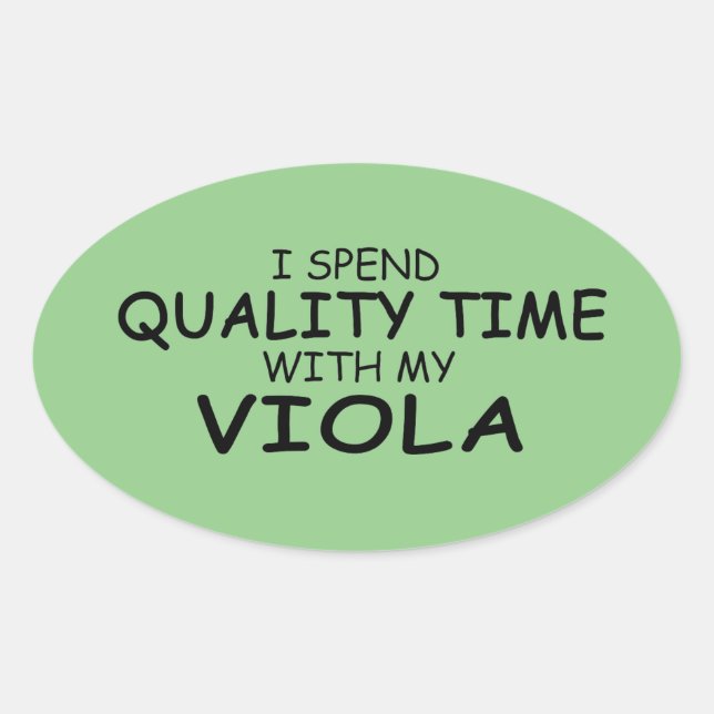 Ovalada Pegatina Viola Oval de tiempo de calidad (Anverso)