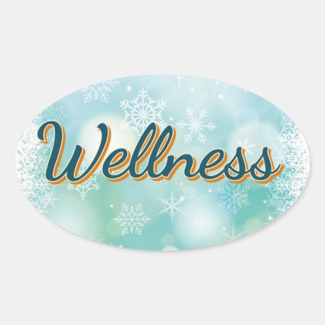 Ovalada Pegatina "Wellness" Por Su Buena Salud. (Anverso)