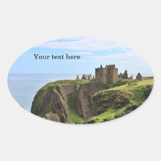 Ovalada Personalizable Pegatina de Castillo de Escocia
