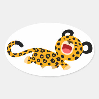 Ovalada Personalizado amable Pegatina de Leopardo en Faceb