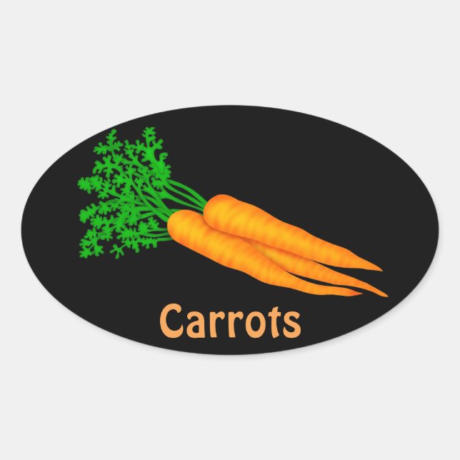 Ovalada Personalizado Carrots pegatina divertido de comida (Anverso)