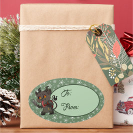 Ovalada Personalizado Cute Krampus Oval Pegatina