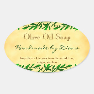 Ovalada Personalizado de hojas de oliva Soap Pegatina de p