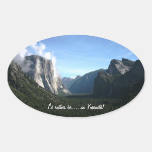 Ovalada "¡Prefiero estar en Yosemite!" pegatina