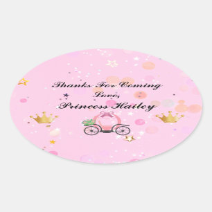 Ovalada Princesa Rosa Fiesta Gracias Pegatina