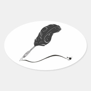 Ovalada Quill Pen Pegatina