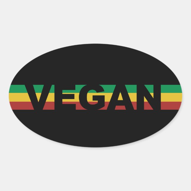 Ovalada Rasta Striped Vegan Pegatina (Anverso)