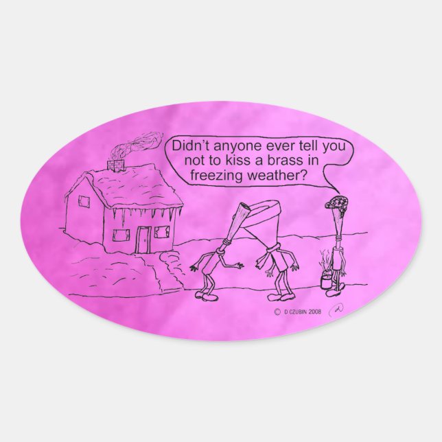 Ovalada Reed Kissing Brass Oval Pegatina (Anverso)